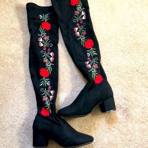 Over the knee embroidered boot